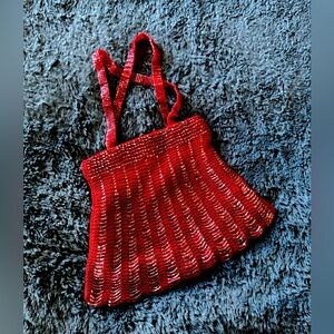Vintage Red Beaded Mini Bag/Clutch/Evening Purse